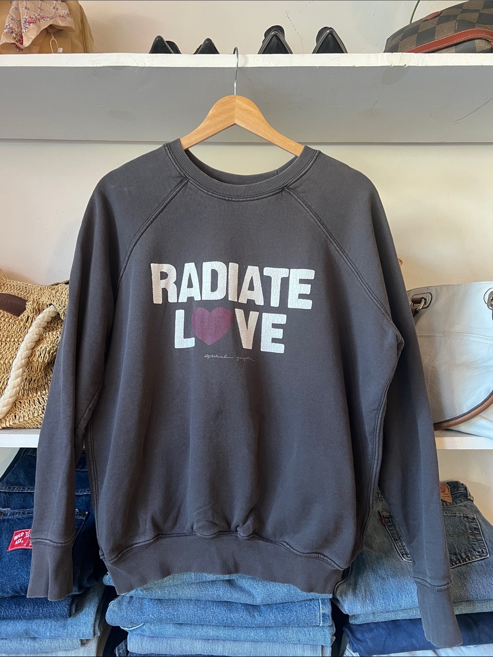 Spiritual Gangster Radiate Love Graphic Crewneck Sweatshirt - Charcoal
